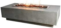 Elementi Granville Outdoor Fire Pit Propane Table 60 Inches Rectangle Firepit Table Concrete High Floor Patio Heater Electronic Ignition Backyard Fireplace Cover Lava Rock Included
