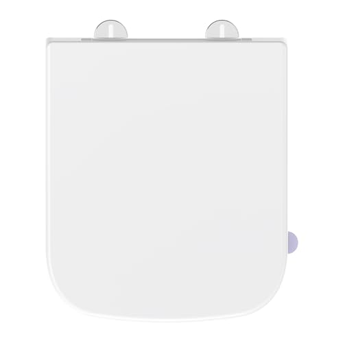 Square Toilet Seat Soft Close YEAUPE PRO White Quick Release Urea-Formaldehyde Universal Fit Loo Seats Easy to Clean Adjustable Hinges for Most Standard Bathroom Bowl Seat(42x 36x 4cm)