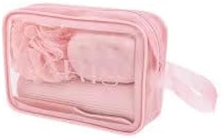 جيني حقيبة استحمام شفافة للسفر - 4 قطع: مشط، ليفة، منظم طويل مع مرآة، غطاء صابون - للبالغين من الجنسين للسفر / تخزين المكياج أثناء التنقل