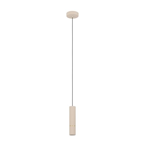 Eglo Caminia Lámpara colgante led con 1 bombilla, ideal para colocar encima de la mesa del comedor, de metal en beis y dorado, bombilla GU10, blanco cálido