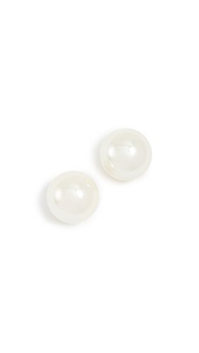 Kenneth Jay Lane Women's Large Glass Pearl Post Earrings, Light Pearl, Off White, One Size