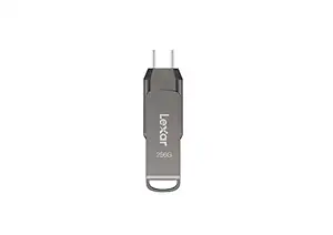 Lexar 256GB JumpDrive Dual Drive D400 USB 3.1 Type-C and Type-A Flash Drive for Storage Expansion and Backup, Up to 130MB/s Read, Metal Housing & Swivel Design, Titanium (LJDD400256G-BNQNU)