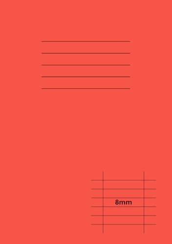 Exercise Books A5 Lined: 8mm Ruled Notebook with Left and Right Margin | 100 Pages, 90gsm Paper | Office, School, Work, Home - Red