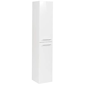 FACKELMANN Hochschrank B.PERFEKT/Badschrank mit Soft-Close-System/Maße (B x H x T): ca. 30 x 159 x 32 cm/hochwertiger Hochschrank für das Bad/Korpus: Weiß/Front: Weiß/Breite: 30 cm