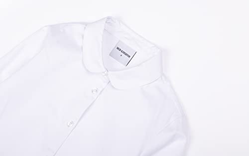 Image of Mud Kingdom Girls Dress Shirts School Uniform with Peter Pan Collar Poplin Long Sleeve