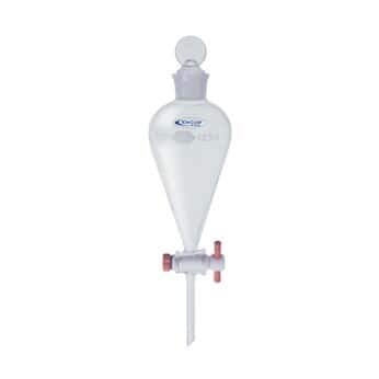 Kimcote KC29048T-125 Separatory Funnels with Glass Stopper, PTFE, 125 ml, 4/cs
