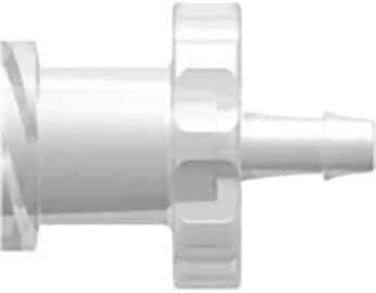 Luer to Hose Barb Fitting, Straight Adapter, White Nylon, Female Luer Thread x 500 Series Barb 1/16 (in) ID: 25/Pk