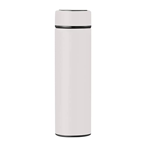 Termo Agua Fria Pantalla LCD Hervidor Frasco de Pantalla de temperatura inteligente Vacío Vidrio y botella inoxidables (White, One Size)