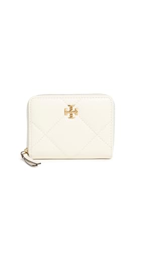 Tory Burch Womens Kira Diamond Quilt Small Zip Around Wallet Warm White One Size