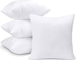 Pack of 4 Cushion Insert 18" inch Throw Pillow Inner, Hollowfibre Filled White Decorative Cushion Inner Stuffer for Sofa Bed and Couch, Premium Quality Extra Plump Square Cushion Filler (16" x 16")