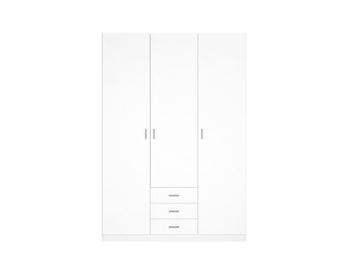 Skraut Home Armario Ropero Roma 3 Puertas 3 Cajones Color Blanco Vestidor Habitación Dormitorio 216x149x53 Cm