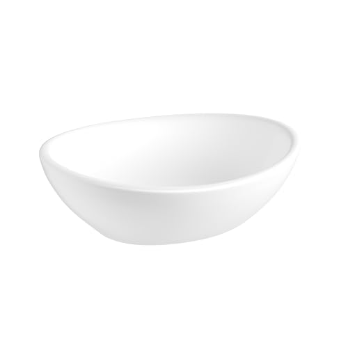 Eridanus Lavabo Ovalado Moderno, Cuenco Ovalado de Cerámica para Baño, Encimera, Mueble de Tocador, Blanco Brillo - 400 x 330 x 145 mm