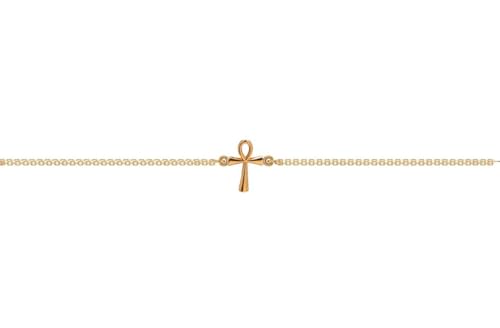 Bracelet or 18k plaqué 3 microns avec pendentif croix de vie égyptienne