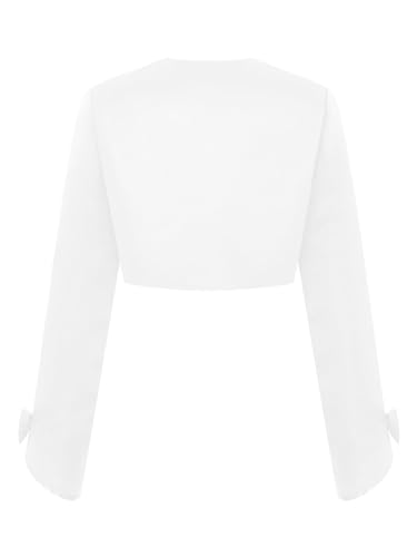 JEYPINMI Kids Stain Bolero Shrug Shawl Tops Open Front Lace-up Crop Cardigan Flower Girls Dress Cover Up4