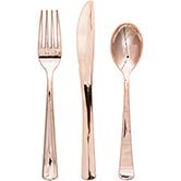 Creative Converting Rose Gold Assorted Cutlery 288 Count, place setting for 96 people