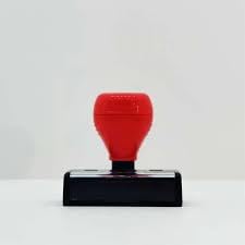 Professional Self-Inking Rubber Stamp, Red Handle, Black Base, Rectangle (60x23mm)