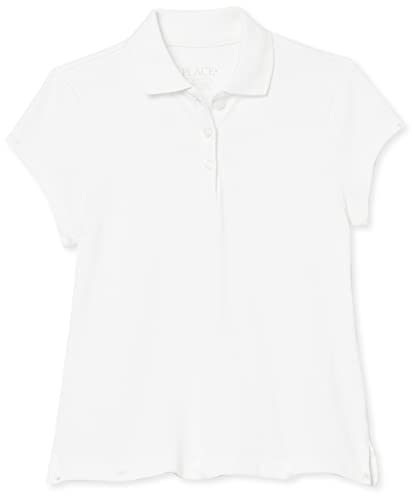 The Children's Place girls Uniform Pique Polo Shirt, White, 10-12 Plus