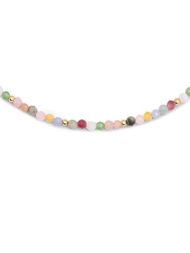 SINGULARU - Collar Altea Colors. Acero con Acabado en Baño en Oro de 18 Kt. Collar con Piedras Naturales. Largo de 35 cm + 5 cm. Joyas para Mujer