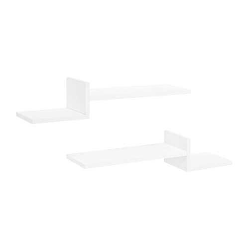 MyosHome - Estantería de Pared Blancas - Conjunto de 2 Estanterías Pequeñas de Madera y Baldas Pared para Decoración y Almacenamiento - Estante Moderno, 75 x 20 x 15 cm. Adonis