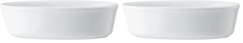 Mikasa Chalk Terrina ovale, Bianca, Grande tortiera in porcellana, 18 cm - Adatta al forno - Torta profonda per torte salate e dolci, lavabile in lavastoviglie (Confezione da 2)
