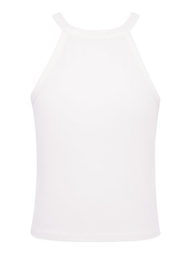 Kids Girls Vacation Essentials Tops Ribbed Halter Crop Vest in Solid Shade Sleeveless Beach Picnic Outfits3
