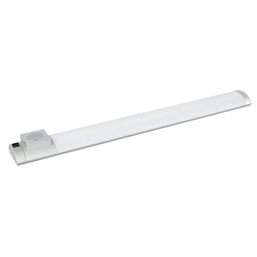 Réglette led cuisine 68 cm avec interrupteur et prise - argent