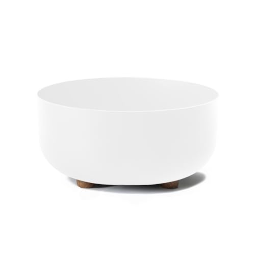 LAMELA Pot de Fleurs Rond sur Pieds - Plastique Robuste - Ø 30 cm x H 14,4 cm, 7,7 L - Résistant et Facile d'entretien - Intérieur et Extérieur - Blanc