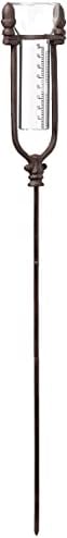 Kalalou Rustic Cast Iron Decorative Rain Gauge Stake, Acorn Rain Gauge, Brown, 32 inches
