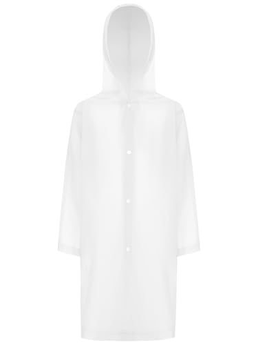 Raincoat for Kids Reusable Rain Ponchos with Hood and Sleeves Waterproof Rain Jacket for Boys Girls