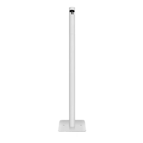 Cubo de basura exterior vertical de acero blanco con cenicero 2