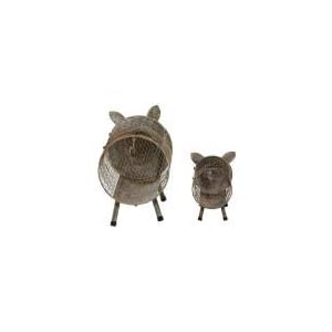 192 in and 245 in small farmhouse metal pig planters set of 2  urban country home decor