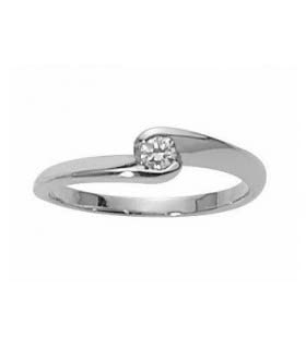 Solitaire Diamant 0,10 Carat Blanc bague femme taille 64 style Tourbillon précieux