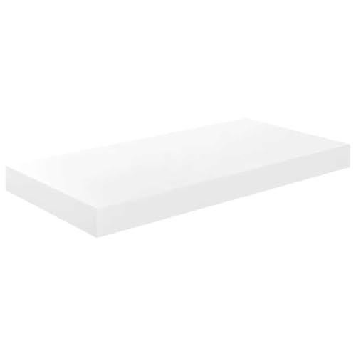 vidaXL Etagère Murale Flottante Etagère Suspendue Support Mural Bibliothèque Salon Salle de Séjour Maison Intérieur Blanc Brillant 50x23x3,8 cm MDF