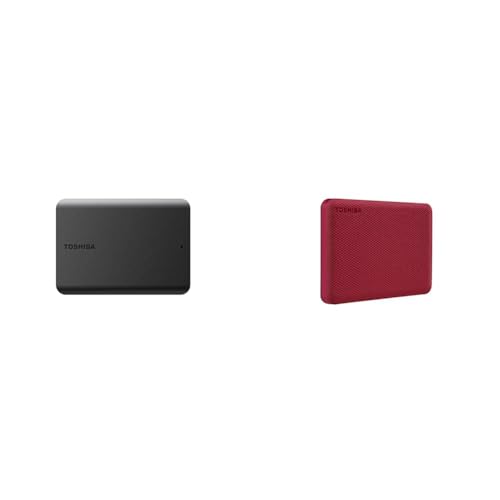 Image of Toshiba Canvio Basics 2TB Portable External Hard Drive USB 3.0, Black - HDTB520XK3AA & Canvio Advance 1TB Portable External Hard Drive USB 3.0, Red - HDTCA10XR3AA