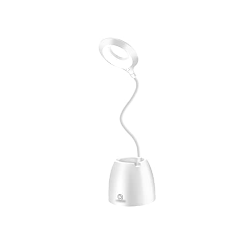 8KLANMMQ Lámpara de luz nocturna, lámpara de mesa, protección ocular, lámpara de lectura, lámpara de escritorio Flexo con soporte para bolígrafo, recargable por USB, luz de atenuación táctil (color