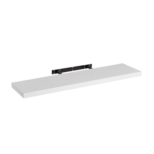 LOLAhome - Estante de Pared Flotante de Madera MDF Blanco Decorativo,Balda de Pared,De 100x23,5 cm para Salón, Cocina, Oficina, Dormitorio,Resistente