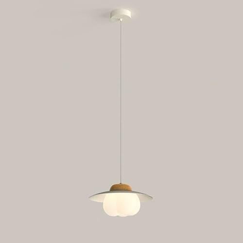Lámpara colgante blanca LED regulable de techo con pantalla PE floral para comedor