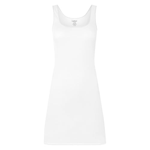 BestSale247 Damen Unterkleid Bambusviskose Slipkleid Unterröcke Nachthemd mit Breiten Trägern (Weiß Kurz, XXL-3XL)