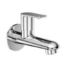 stainless steel long body bib cock tap with flat lever & wall flange for bathroom, washbasin & kitchen | extended body water tap with mirror chrome finish