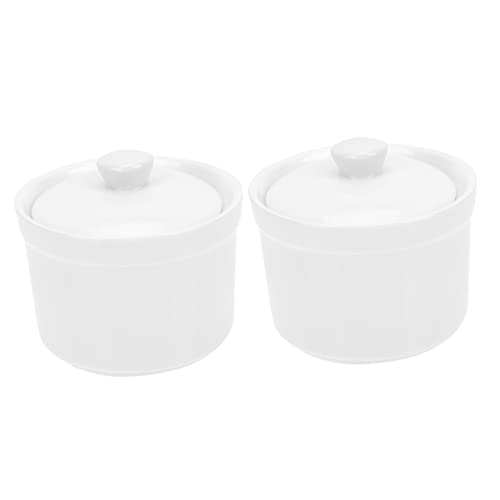 UPKOCH 2 Piezas Olla Para Guisar Con Tapa Cuencos De Cerámica Vajilla De Cocina Taza De Cerámica Para Guisar Suministros De Cocina Hogar Sopa y Postres