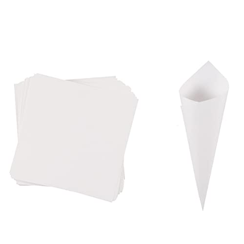 homeemoh 30 Pcs White Kraft Paper Party Confetti Cones, 6.69x6.69 inch(17x17 cm) Wedding Confetti Cones for Wedding Birthday Party