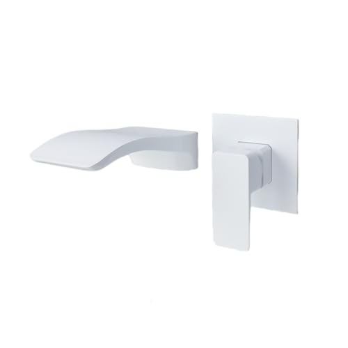 Robinet de lavabo mural cascade argenté eau chaude et froide pour salle de bain moderne