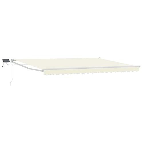 vidaXL Toldo Manual retráctil con Leds Crema y Blanco 5 x 3 m