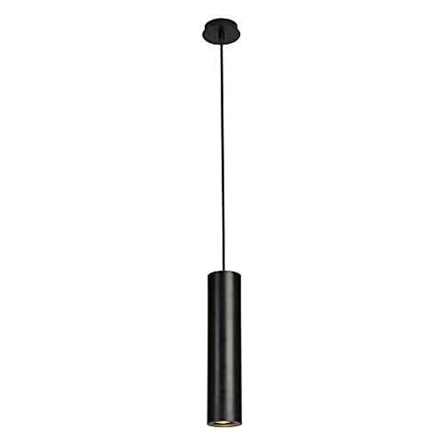 SLV Suspension ENOLA | Plafonnier LED Variable, Suspension pour Salon, Bar, Salle à Manger| Lampe de Plafond au Design Cylindrique Exclusif (matière Aluminium/Acier, source E27, EEC E-A++, Noir mat)