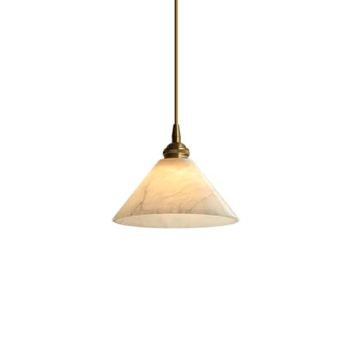Lampe suspendue au plafond en marbre et abat-jour triangulaire pour chambre chic
