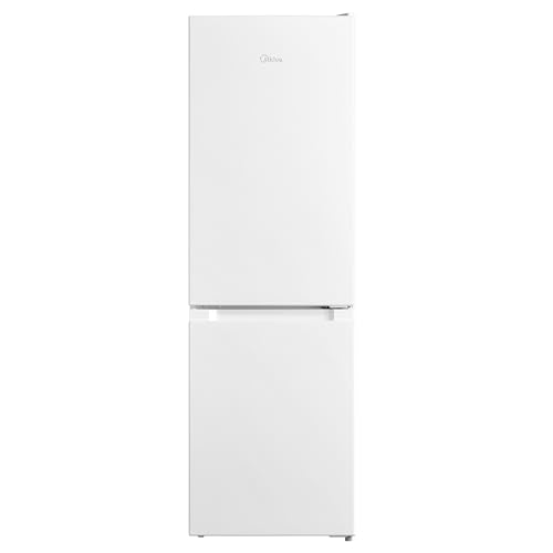 Midea MDRB254FGE01 173L 70/30 Freestanding Fridge Freezer, 120L Fridge, 53L Freezer, Dual Cooling System, 4-Star Freezer Rating, LED Light, 47W x 56.6D x 150H cm, Ideal For Flat/Dorm/Office, White