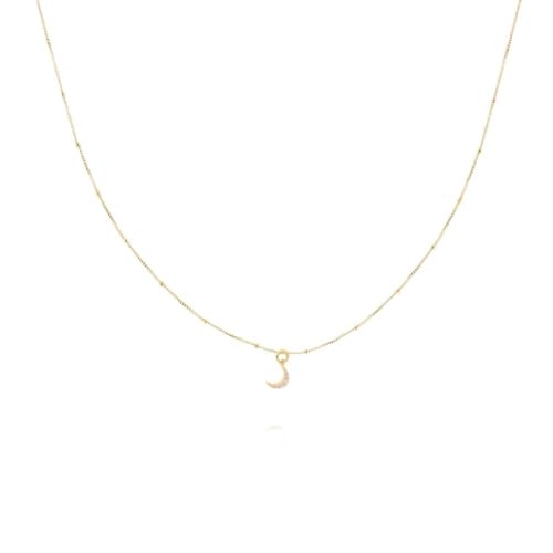 Collier diamant lune pois un bijou chaîne d'une finesse rare