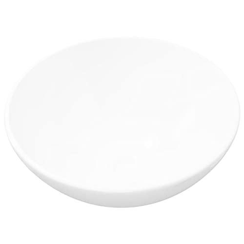 vidaXL Lavabo de Salle de Bain Céramique Rond Blanc Toilette Lave-mains Vasque 32.5 x 14 cm
