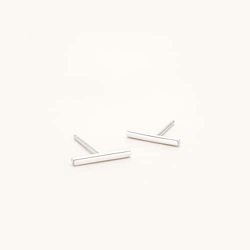 Dainty Mini Bar Stud Earrings for Women 925 Sterling Silver Hypoallergenic Everyday Jewelry4