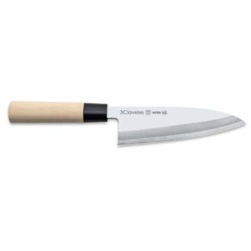 3 Claveles CUCHILLO DE ACERO INOXIDABLE CON MANGO DE MADERA DE ARCENIPON DEBA 15 cm 3C